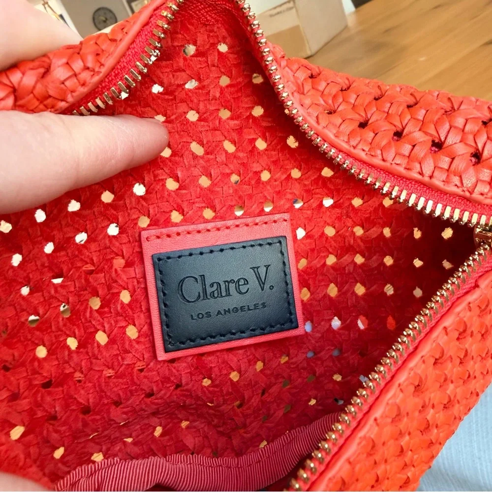 Clare V PETITE FANNY in Bright Poppy Rattan NWT $375 - Picture 7 of 9